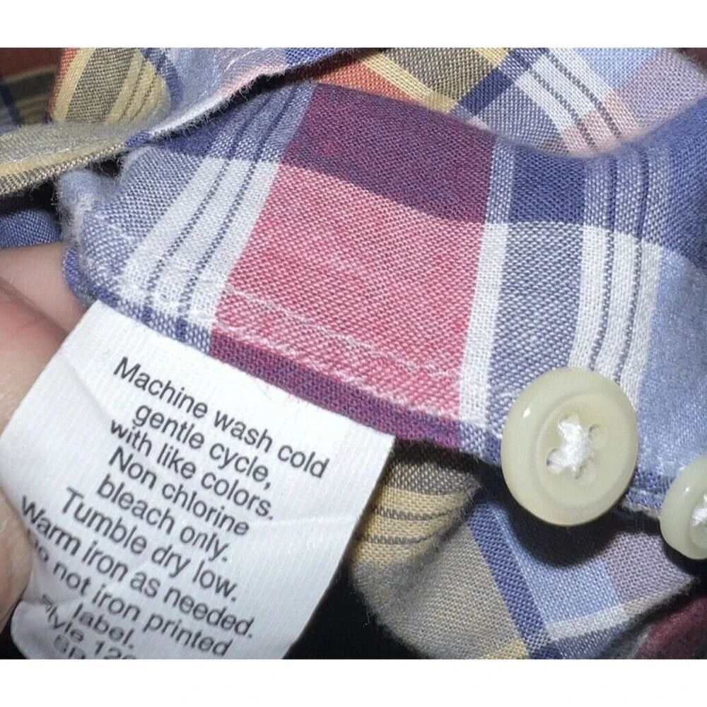 J Crew Tailored Madras Shirt Mens XL Button Front Long Sleeve Blue Plaid preppy